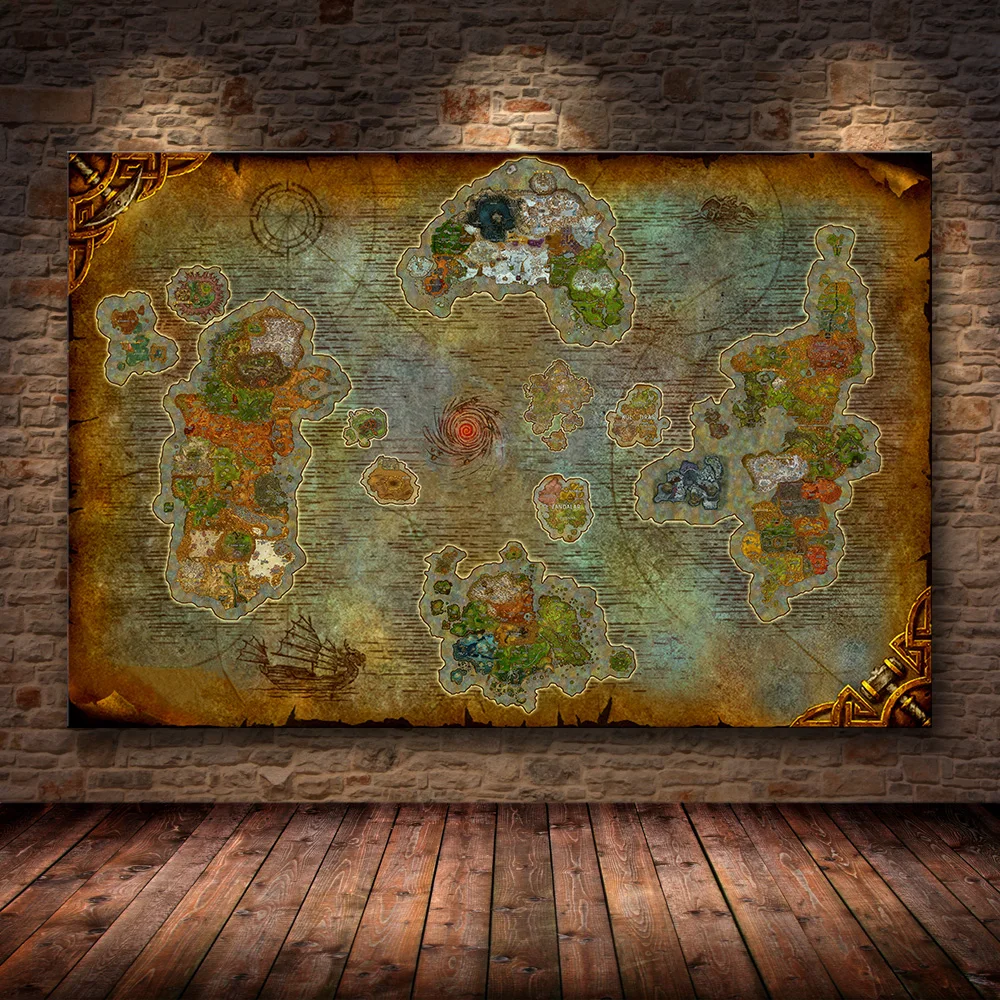 Плакат декоративная живопись World of Warcraft 8 0 карта на HD холсте Картина настенное