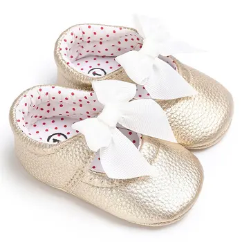 

PU Baby shoes baby girl soft shoes soft comfortable bottom non-slip fashion bow shoes crib shoes 2019