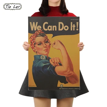 

TIE LER We Can Do It Kraft Paper Adornment Movie Posters Vintage Poster Adornment Home Decoration Wall Stickers