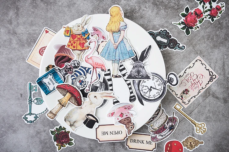 30 шт./пакет в винтажном стиле Алиса серии наклейки для скрапбукинга DIY мусор журнал дневник альбом happy план декоративные наклейки