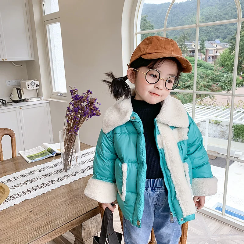 

Winter children's coat New Arrival korean style thickened and warm matching fur collar all-match fashion jacket for girls boys