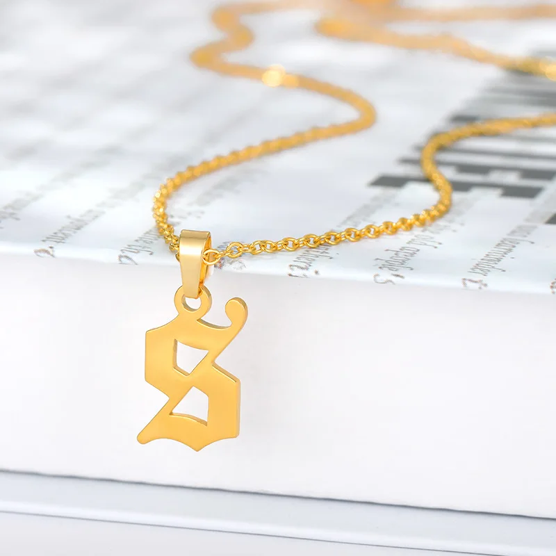 Gold Stainless Steel Letter Initial Necklace for Women
