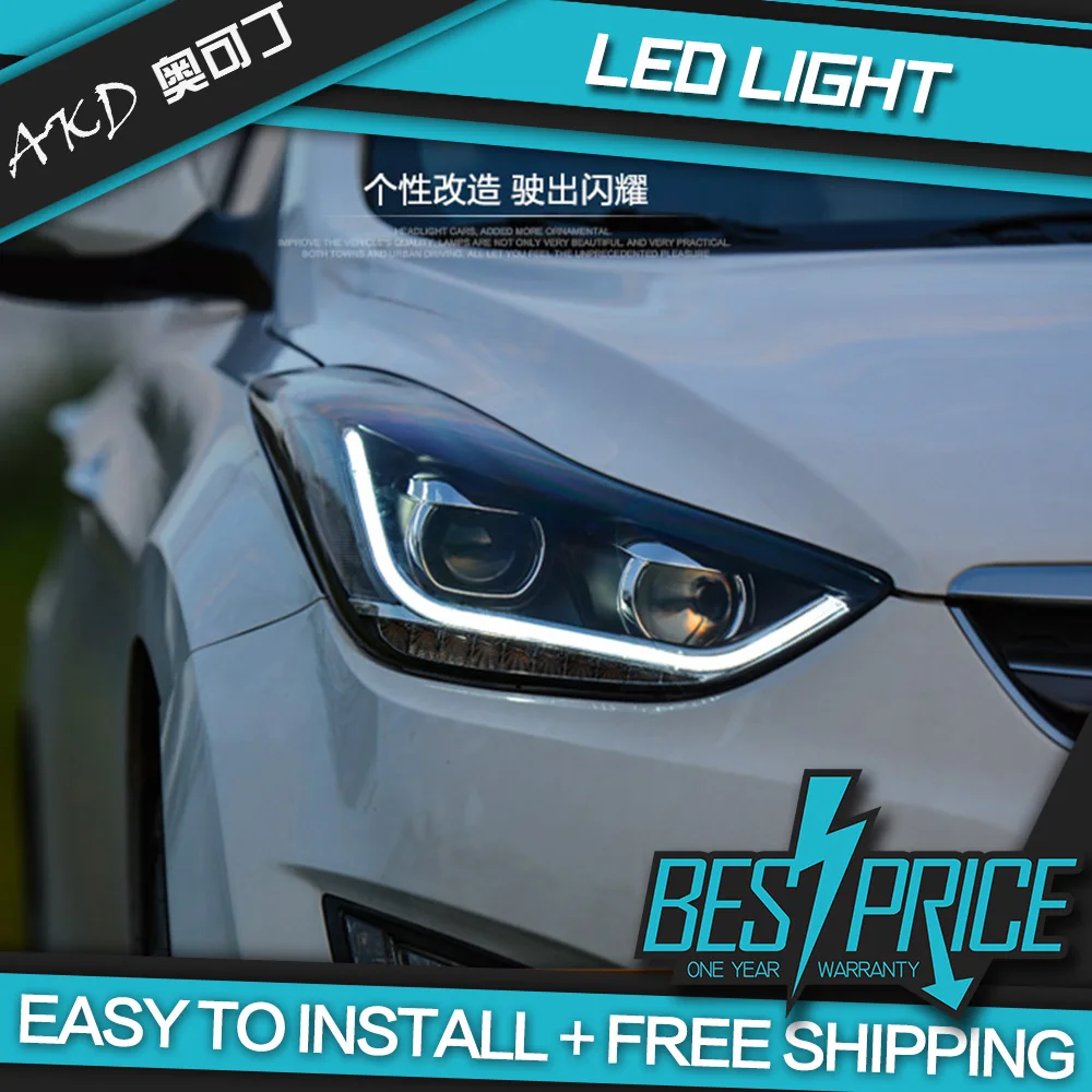 АКД автомобилей Стайлинг фар для Hyundai Elantra 2012 2016 фары светодиодный ходовые огни