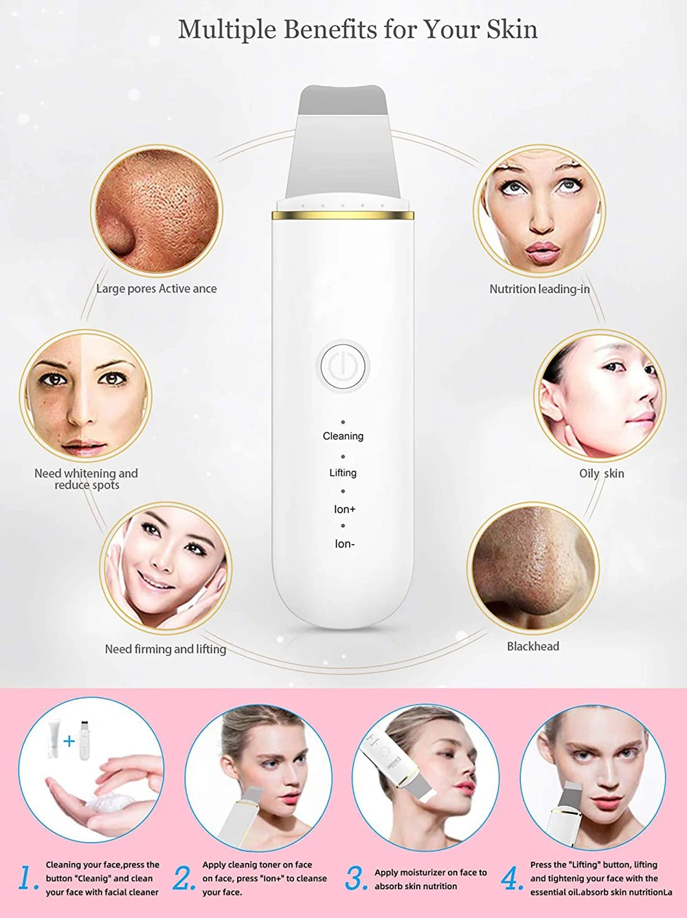 Ультразвуковой прибор для чистки кожи|Скраб кожи| |