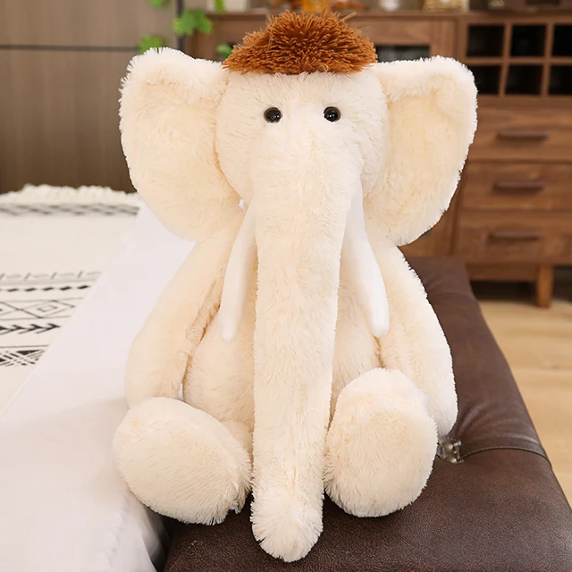 Woolly Mammoth Elephant Plush Toys Long Fur Stuffed Animal Soft Doll Plush Elephant for Baby Sleeping Pillow Infant Back Support