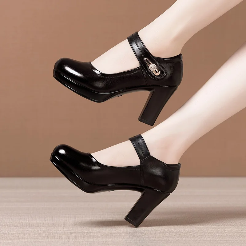 Small Big Size 32-43 Block Heel Platform Wedding Shoes Women Pumps 2022 Spring Rhinestone High Heels Shoes Office Party