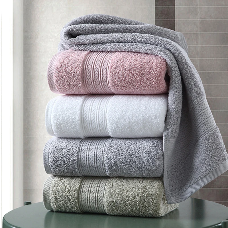 Cotton Towel Set Solid Color Large Thick Bath Towel Bathroom Hand Face Shower Towels Water-Absorbing Home Hotel Towel