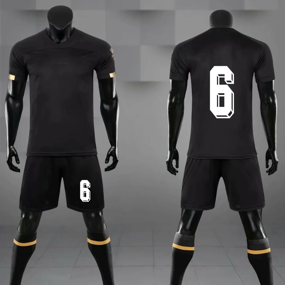 Футбольные трусы для мальчиков Survete, Мужская футболка, Футбольная форменная одежда, комплект, дышащий детский черный тренировочный костюм, спортивные комплекты на заказ - Цвет: Number 6