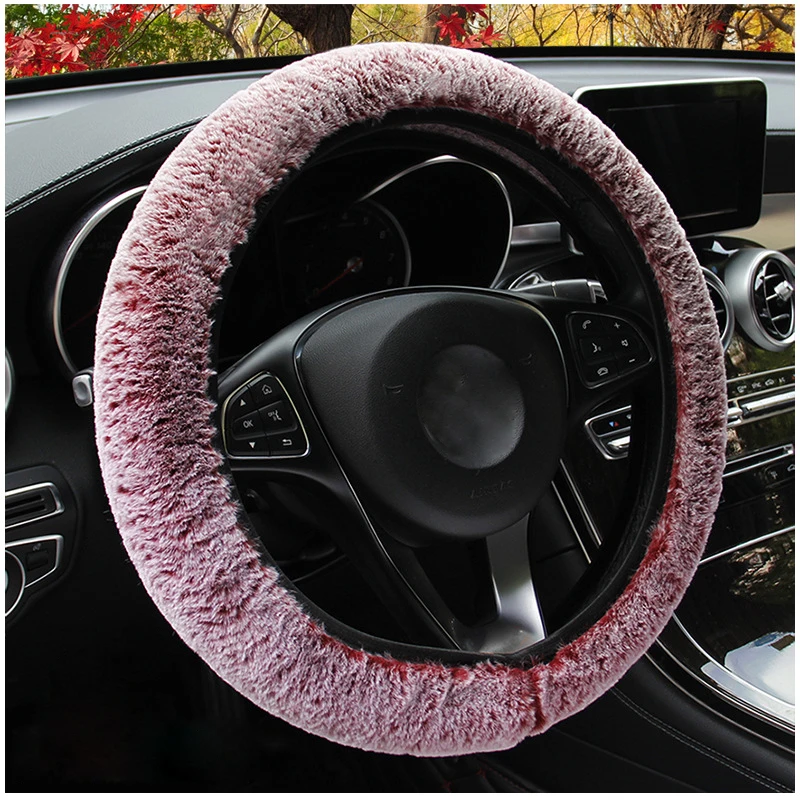 Soft Short Plush Car Steering Wheel Cover Autumn Winter Driver Driving Accessory for Your Love Car