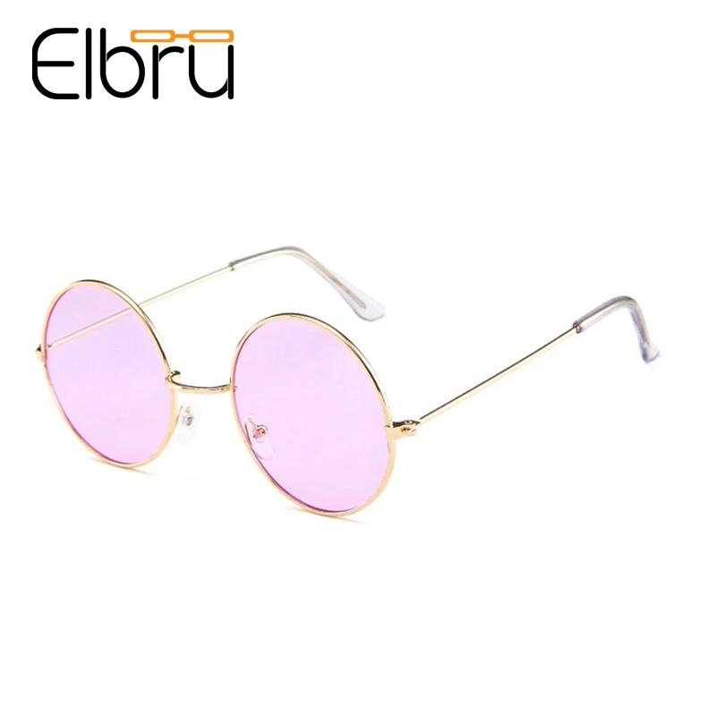 

Elbru Round Sunglasses Women Ocean-Color Lens Mirror Sun Glasses Female Brand Design Metal Frame Circle Glasses UV400