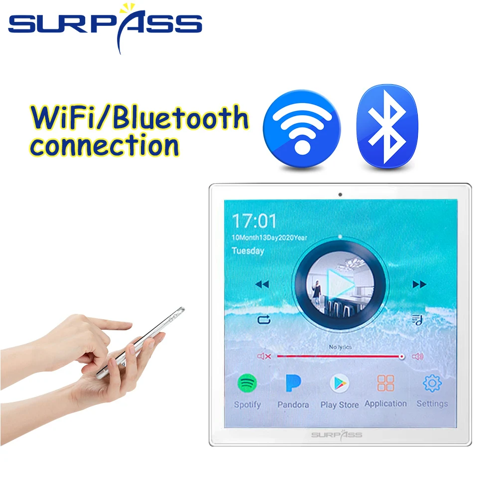 US $168.15 Mini Touch Screen In Wall Amplifier Bluetooth WiFi Android Smart Home Digital Fm Audio HiFi Stereo Sound PA Ceiling Speaker Kit