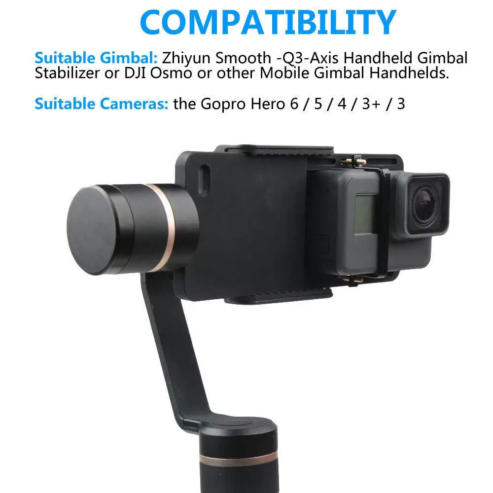 Camera Mount Plate Adapter For GoPro Hero 7 6 5 4 3 Yi 4K DJI Osmo 2 Gimbal Handheld for Zhiyun smooth 4 Mobile Handheld Gimbal