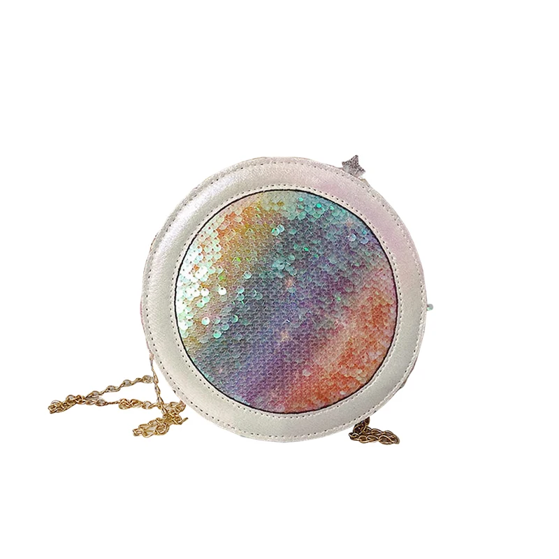 Korean Style PU Leather Cross Body Bags Sequin Zipper Small Round Bag Removable Chain Straps Wild Fashion Shoulder /2 | Багаж и сумки