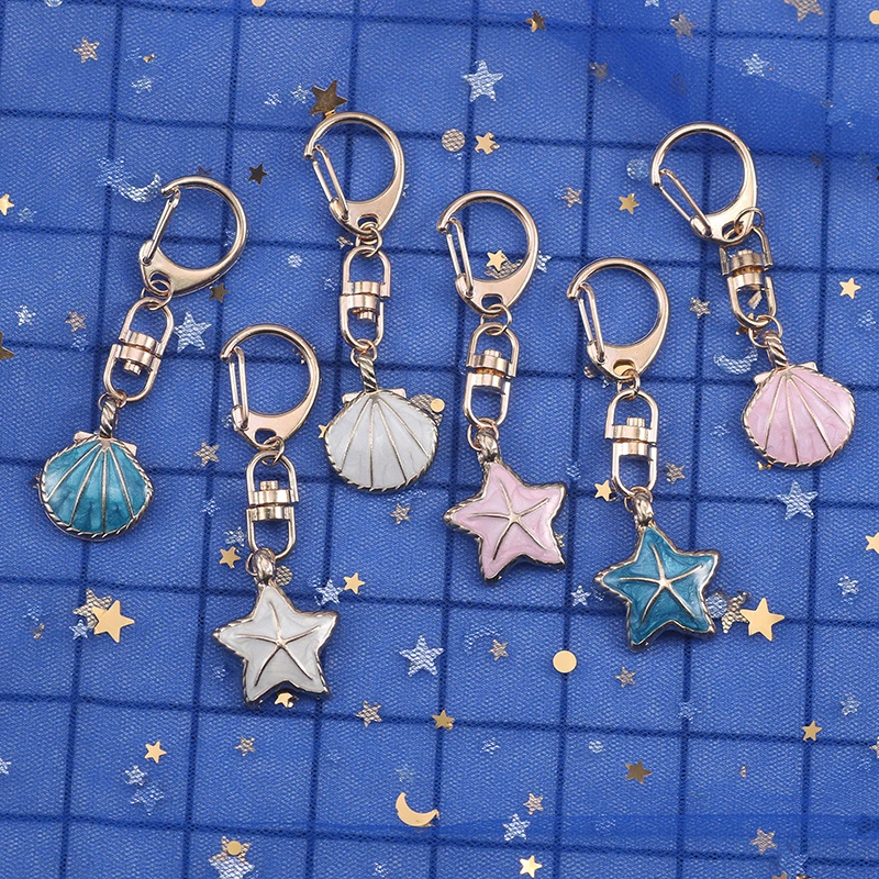 

DIY Multicolor Starfish Shell Marine Life Pendant Keychain For Women And Girls Birthday Gifts Alloy Jewelry Dropshipping 2019