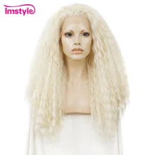Imstyle кудрявый парик длинные волосы блонд синтетический парик с кружевом спереди термостойкие тканевые крылья для женщин 180% Плотность