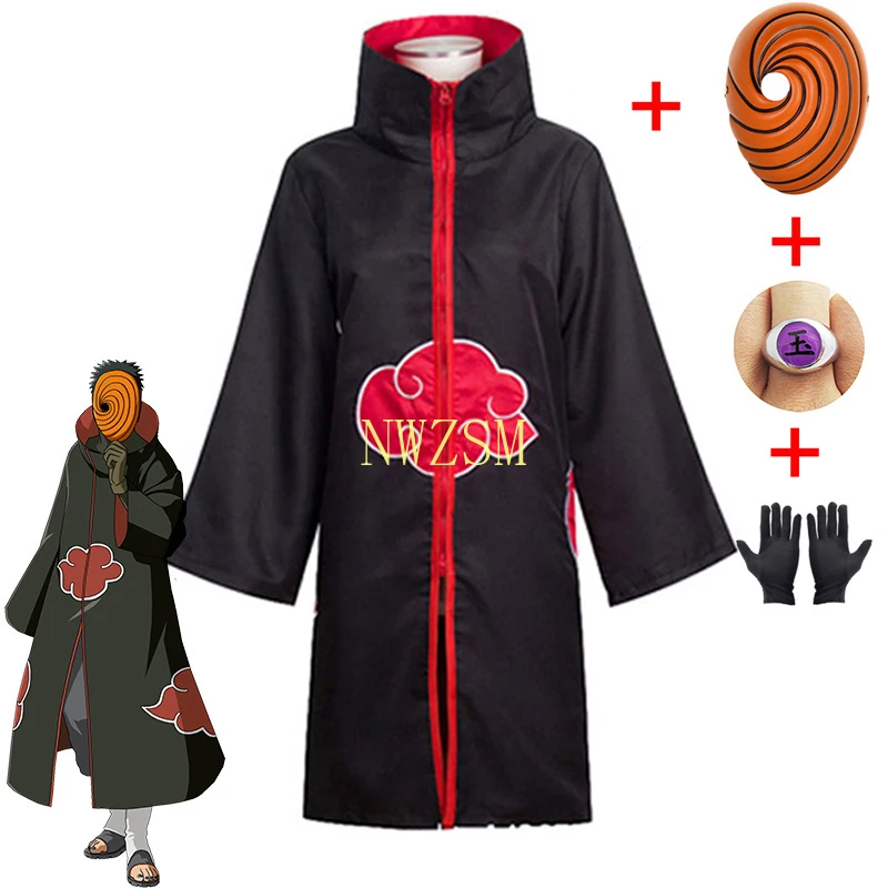 Tobi Obito Cosplay Costume Akatsuki Long Sleeve Cloak Halloween Carnival Funny Adult Cosplay Costume sexy costumes for women