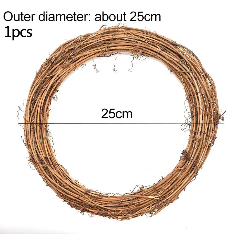 1pcs-25cm 10-40 см Железный Металлический Венок натуральный ротанговый венок рождественское свадебное украшение гирлянда металлические кольца обруч для рукоделия домашний сад - Цвет: 1pcs-25cm
