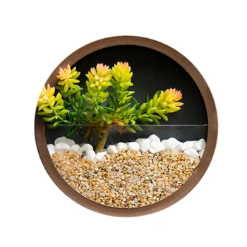 

8Inch Round Hanging Wall Vase Planter for Succulents Herbs Wall Decor (Brown)