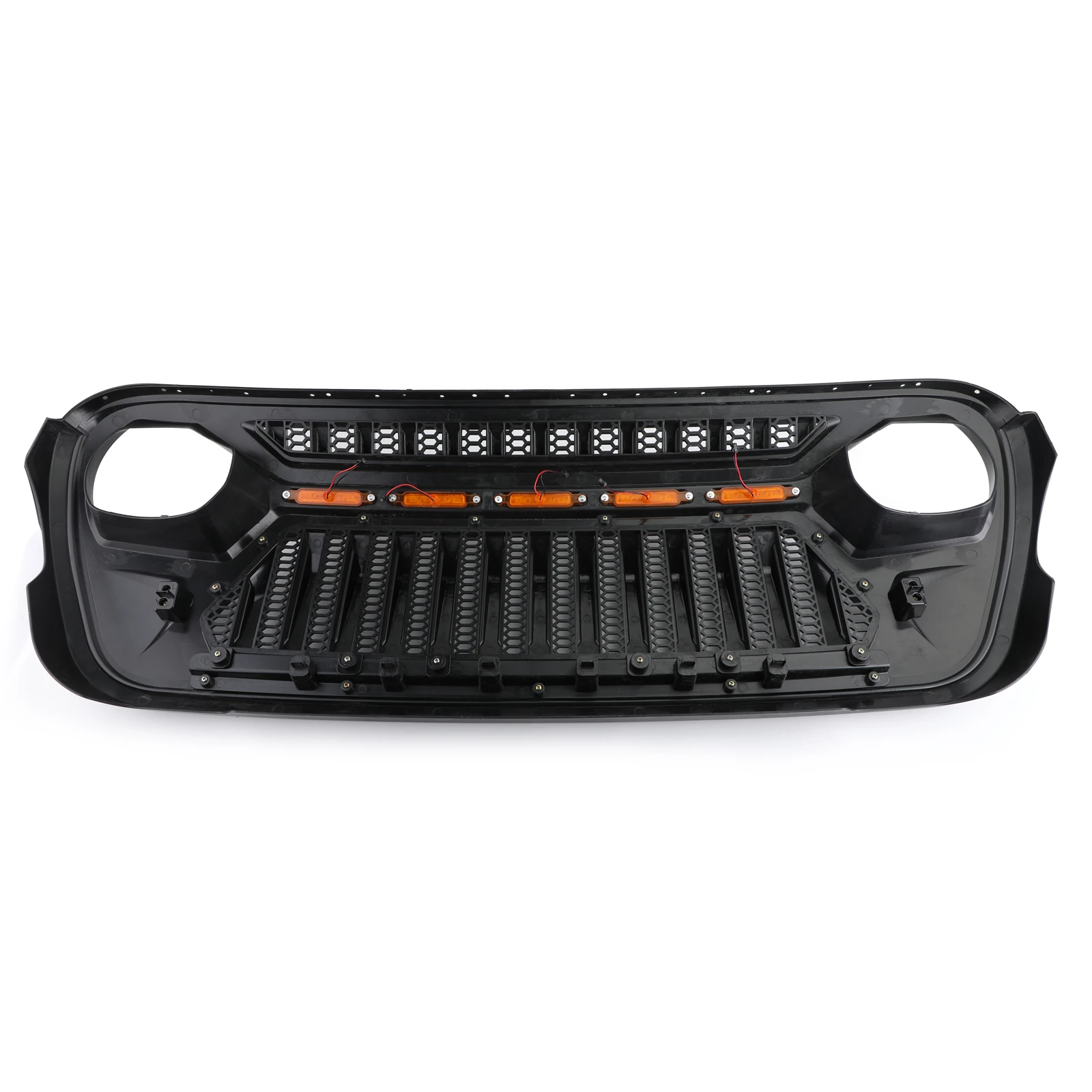 Discount Areyourshop New Front Bumper Grille with 5 Amber Light For Jeep Wrangler JL 2018 2019 Front Upper LED Light Grille Car Parts 1