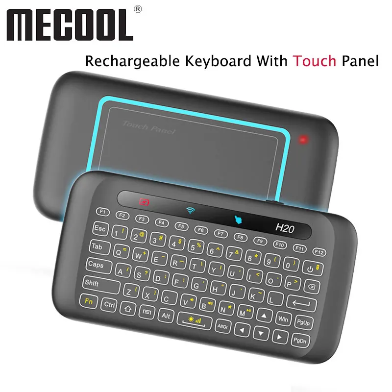 

Mini Keyboard Universal Remote Control 2.4G Backlit USB Air Mouse with Large Touchpad for Smart TV Box Mini PC Samsung LG TV H20