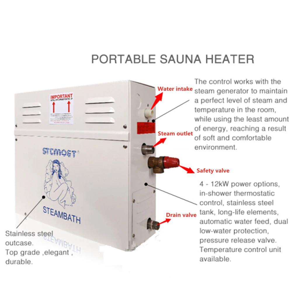 18KW Steam Generator for Shower 380V Home Steam Machine Sauna Equipment Sauna Bath SPA Steam Shower with Digital Controller 5
