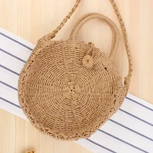 

Vacation Beach Hand Woven Round Shoulder Leisure Straw Bag Summer Holiday Tote Bags for Women