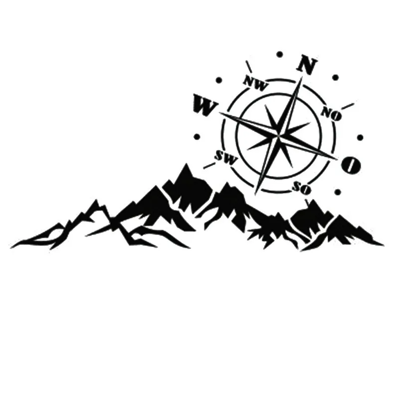 

High Quality Personality Car Sticker Compass Navigate Mountain Offroad PVC Decal No Fading Sunscreen Waterproof ,34CMX18CM