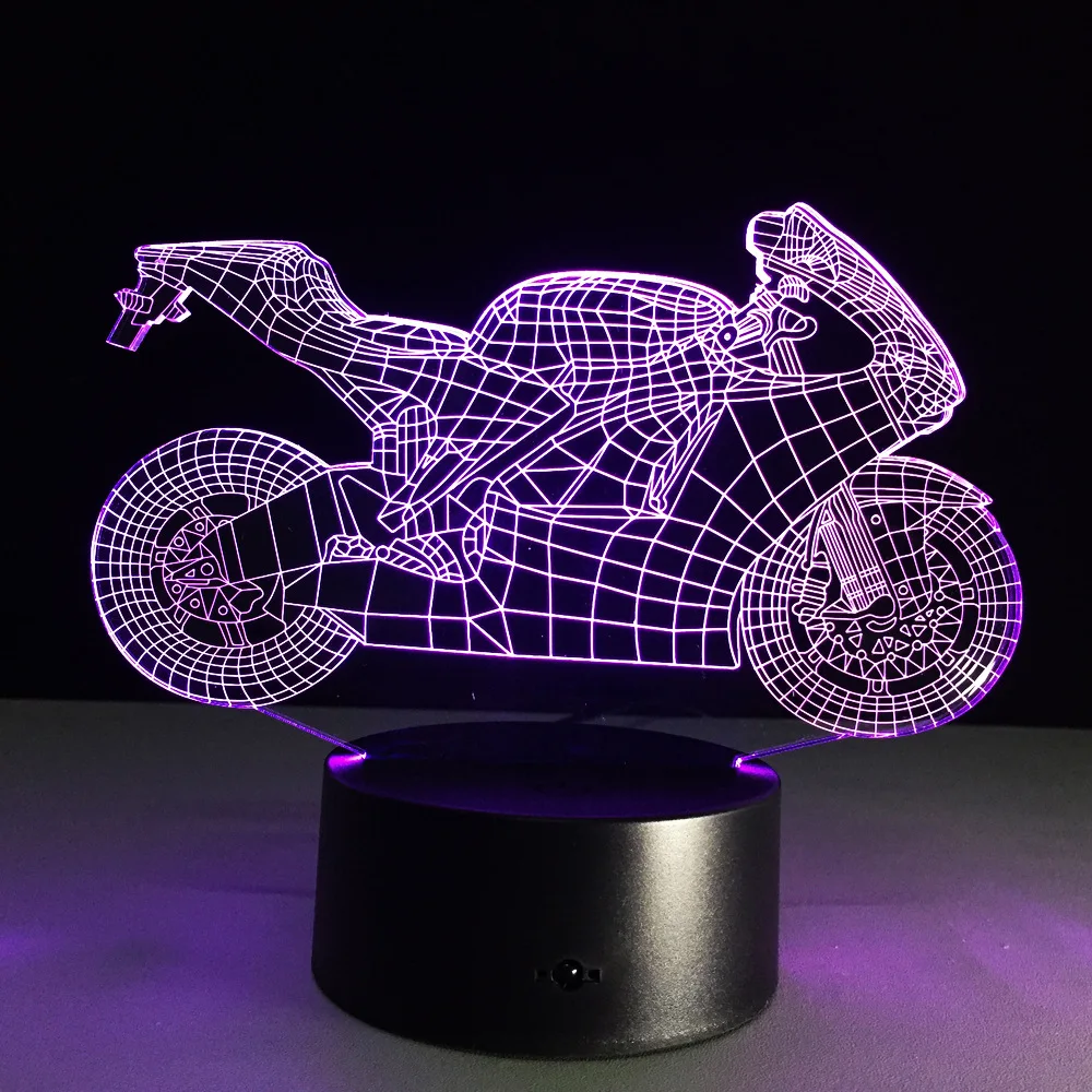 

Motorcycle 3D Visual Lamp Colors Change Optical Illusion Touch Table Desk LED Night Light Great Kids Gifts Home Decoration