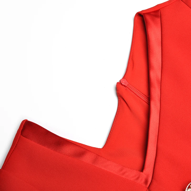 SEQINYY красное платье Лето Весна модный дизайн женское платье с длинным рукавом и рюшами Кристальные пуговицы мини асимметричное платье