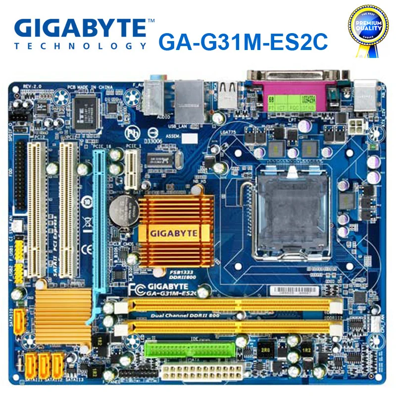 

100% Original Motherboard for Gigabyte GA-G31M-ES2C DDR2 LGA 775 Solid-state Integrated G31M-ES2C Desktop Mainboard Used