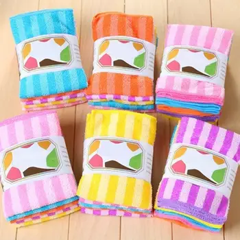 

5Pcs Wash Cleaning Cloths Microfiber Towels Cleaner Kitchen Striped Duster Towel Wash Cloth Rag Home Car Pot Cleaning Tool