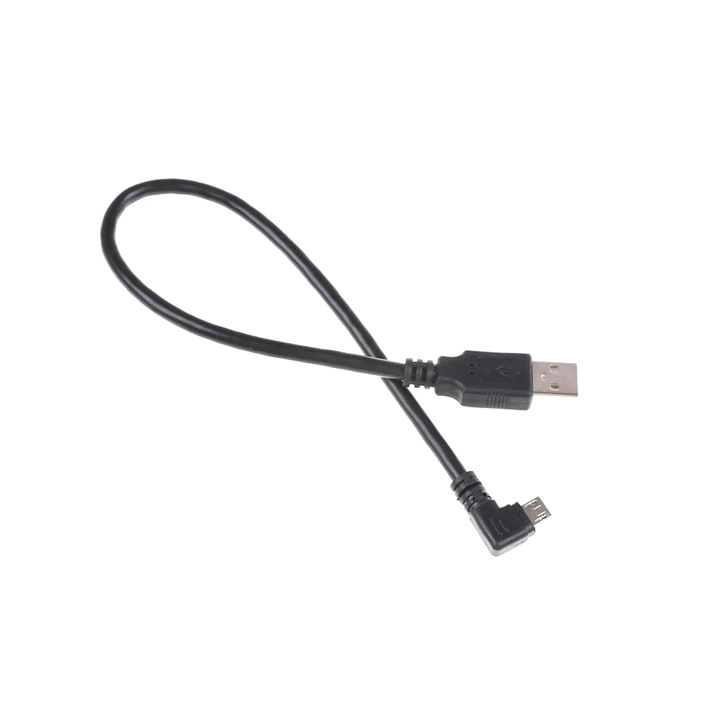 Левый Угловой 90 градусов Micro USB штекер к кабель для передачи данных и зарядки 25 см