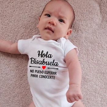 Hola Bisabuela Spagnolo Neonato Body Neonati maschi Ragazze Nate Tute striscianti Abbigliamento Ropa Gravidanza Rivela alla grande nonna