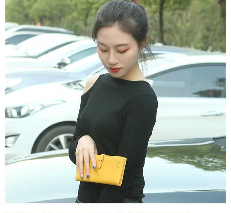 Новинка, Женский кошелек, Корейская версия, одноцветная женская сумка, Вместительная женская сумка на запястье