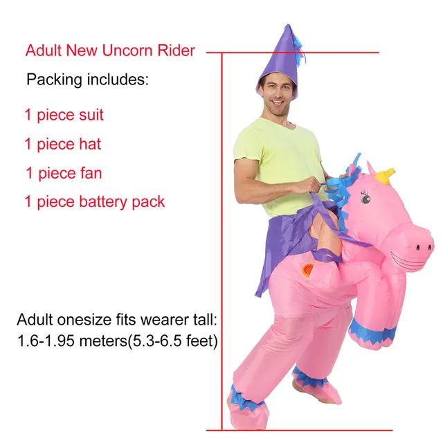 Adult Ride Pink JYZCOS/Новинка; костюм унисекс для взрослых и детей; надувной костюм единорога; карнавальные костюмы на Хэллоуин; Карнавальная одежда с животными; нарядное платье; костюмы - Цвет: Adult Ride Pink