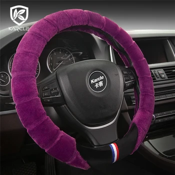 

Karcle Car Steering Wheel Cover Thickening Plush 38CM Auto Steering Wheel Case Warm Winter for girls Car Interior Accessories
