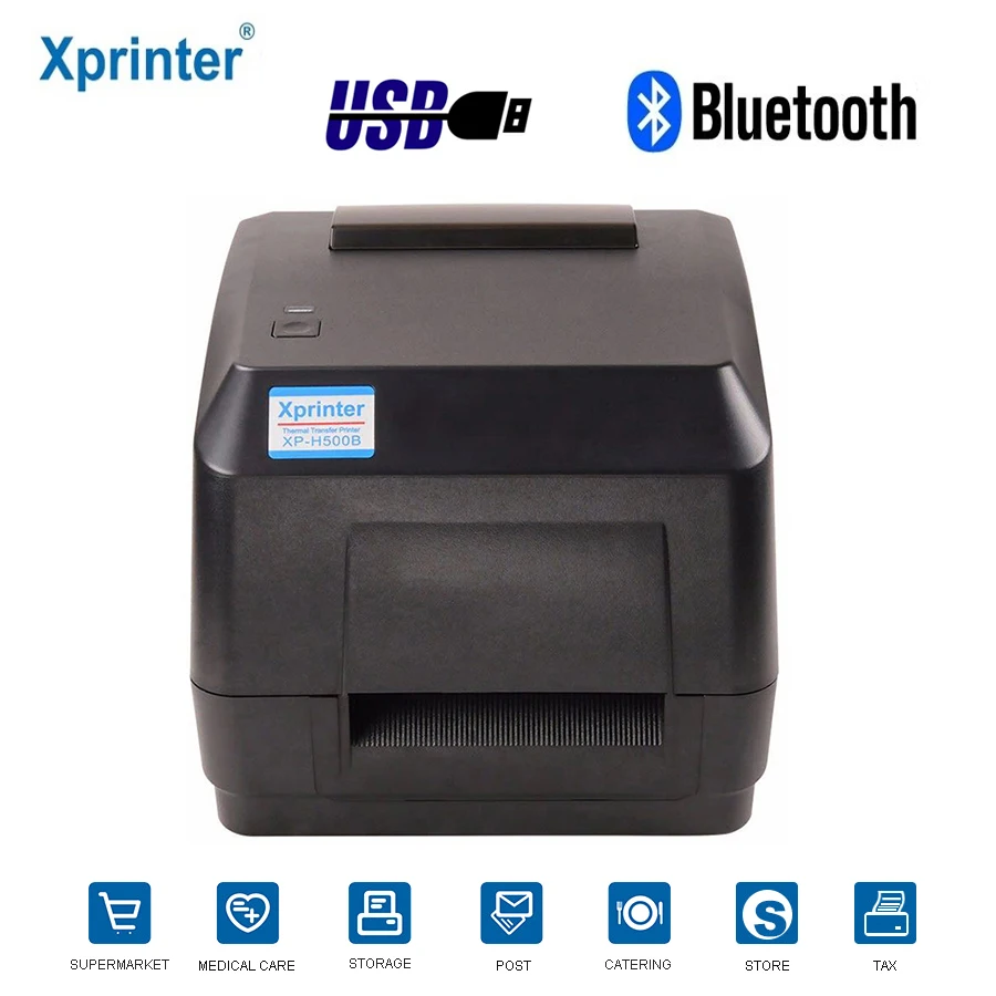 

Xprinter Direct Thermal Transfer BarCode label sticker Printer width 108mm with Ribbon shipping printer for Jewelry tags Cloth