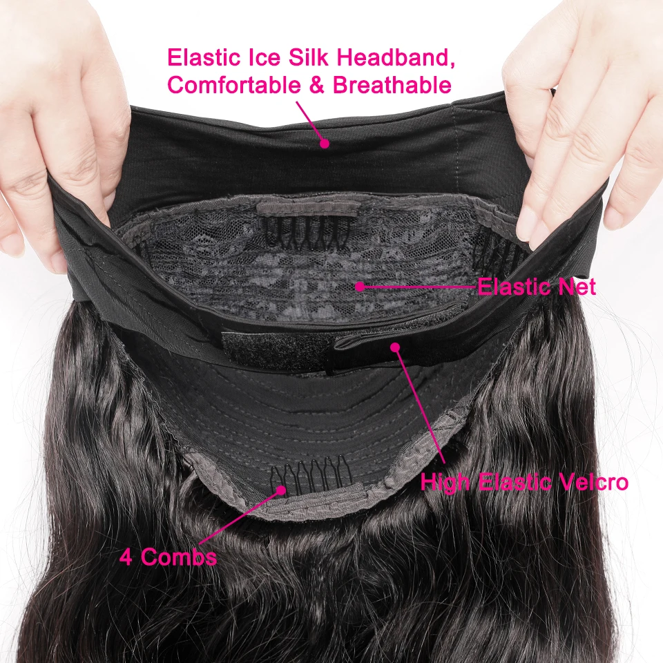 Onda do Corpo Perucas de Cabelo Humano para as Mulheres Peruca de Lenço de Linha Bandana Completa Máquina Feita Perucas Naturais Fina Cabelo Remy Brasileiro 11 Apliques e perucas