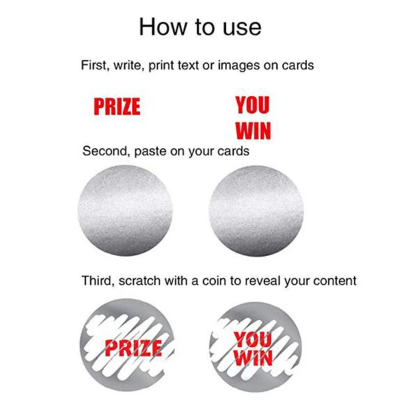  300Pcs/roll Round Scratch Off Stickers DIY Scrapbooking Invitation Card Stickers Self Adhesive Gift - 4000379797697