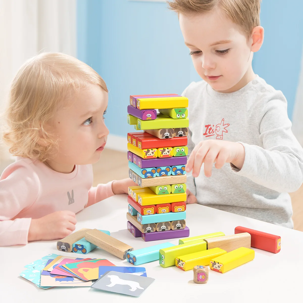 

TOPBRIGHT Children Jenga Parent And Child Interactive Stack-up Rainbow Tower Pumping Building Blocks Baby Bricks Pro Educational