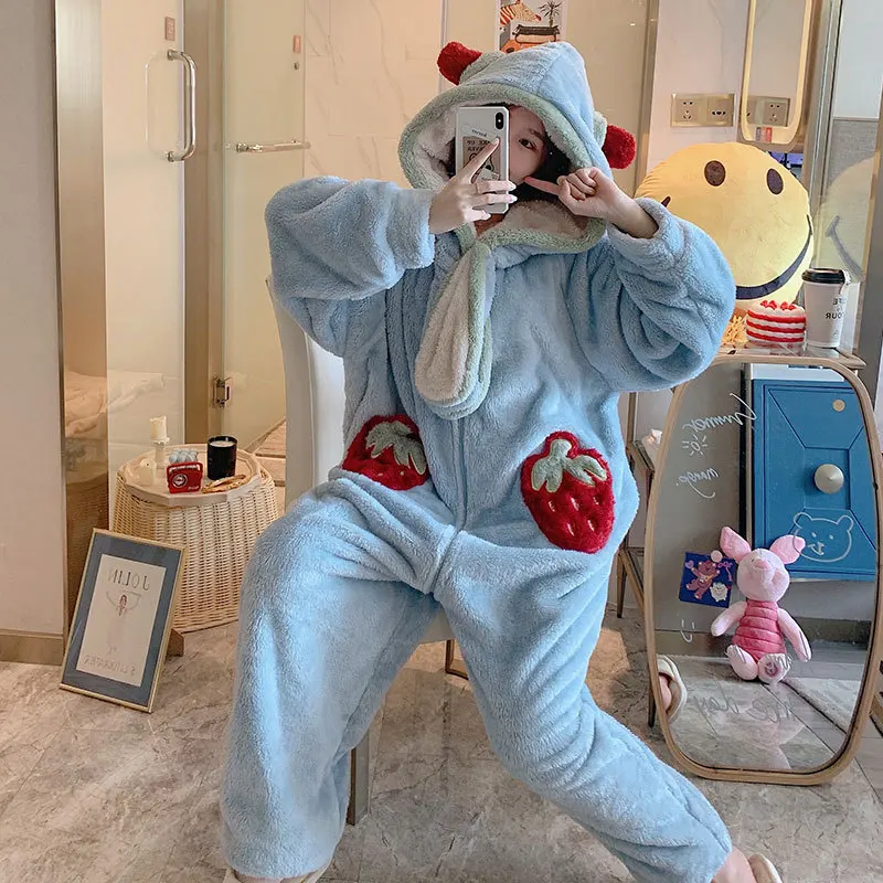 Disney Onesies Kawaii Winter Warm Thickened Coral Fleece Pooh Bear Pajamas  For Women Cartoon Anime Homewear Onesies - Animation Derivatives/peripheral  Products - AliExpress