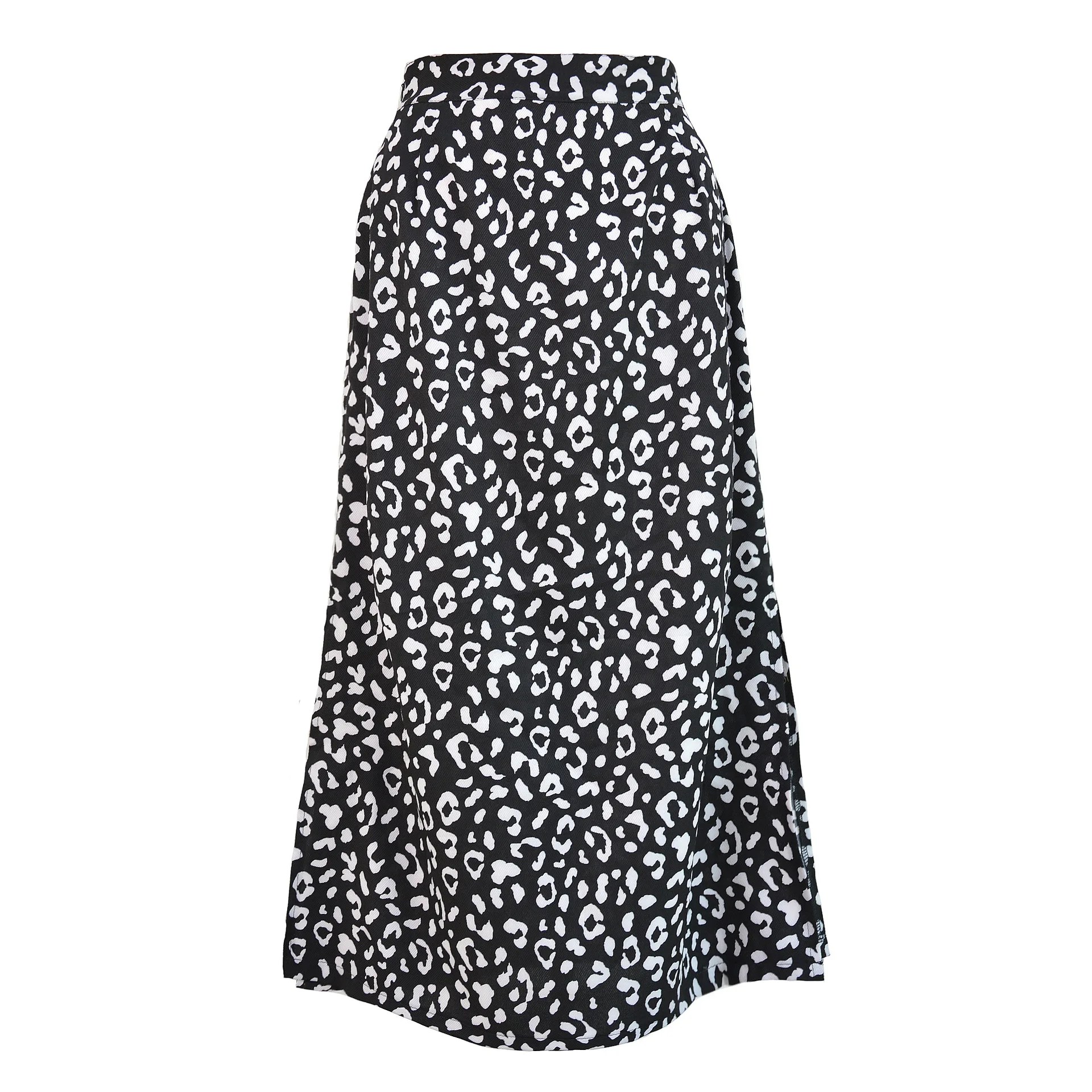 Spring and summer women's leopard print chiffon print split skirt Europe and the United States sexy zipper high waist midi skirt pink skirt Skirts