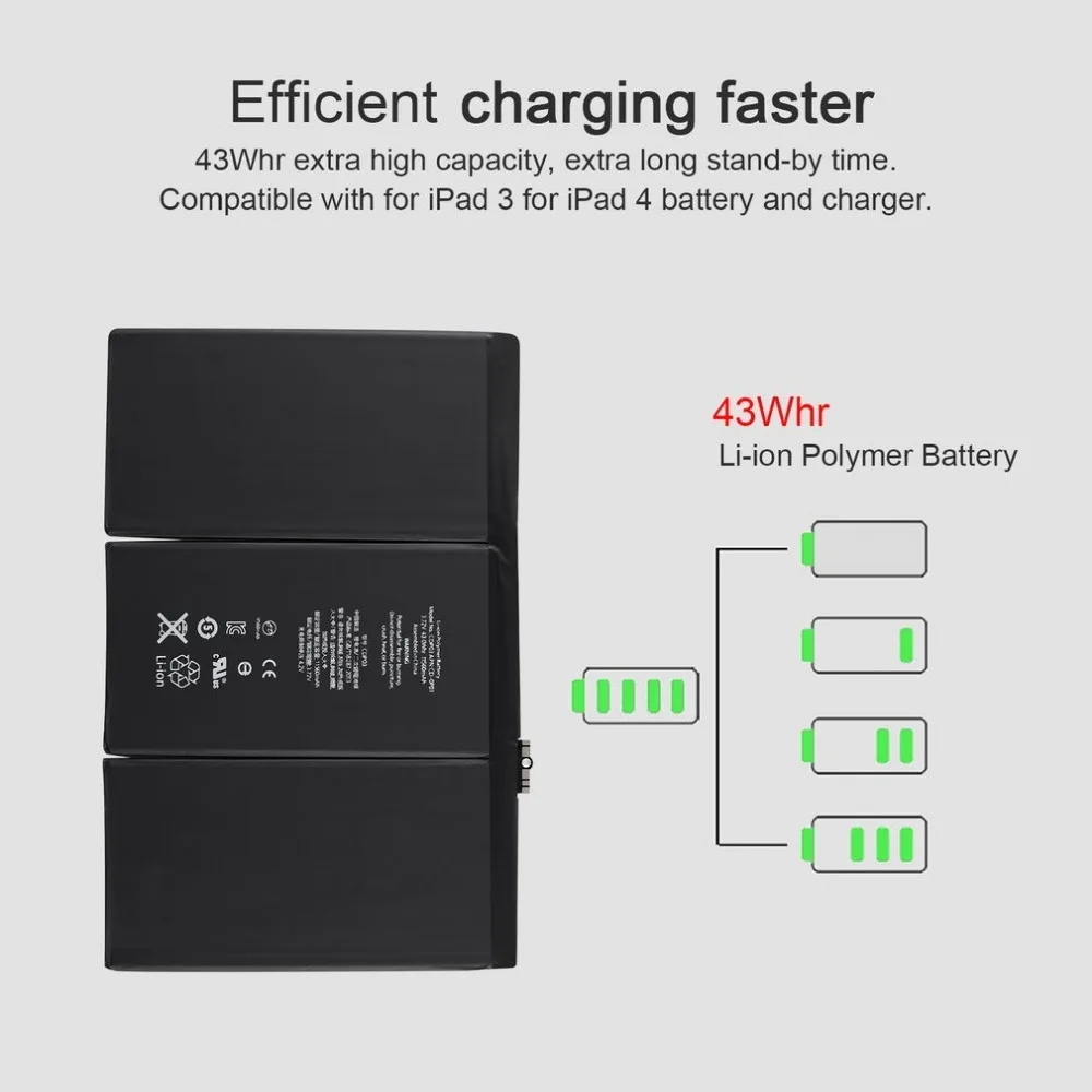 CDP03 батарея 3,72 V 11560 mAh/43Whr встроенный аккумулятор Замена литий-ионная полимерная батарея для Apple для iPad 3 для iPad 4