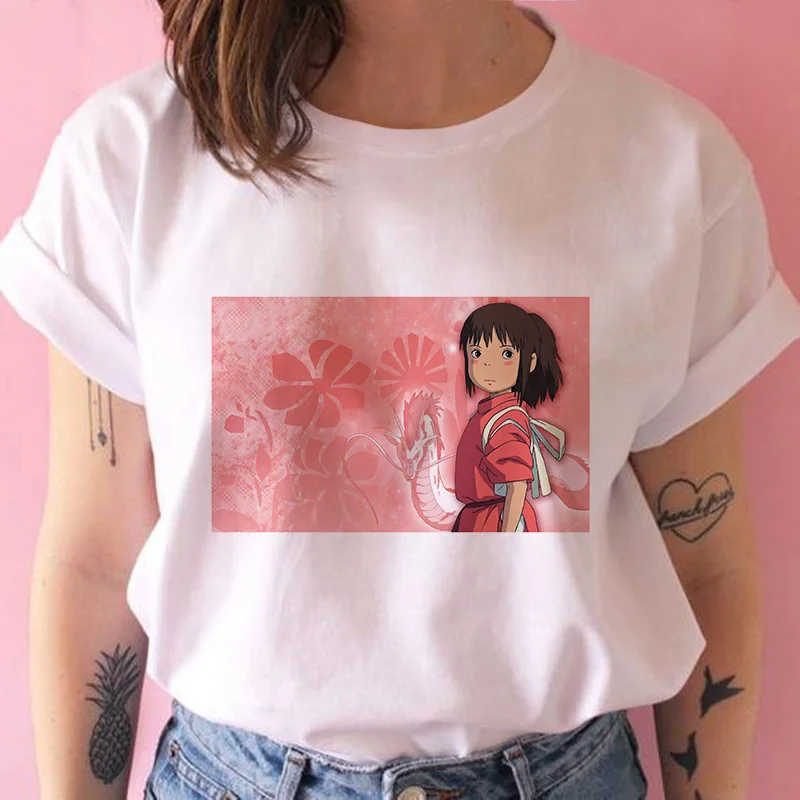 Новинка, Kawaii, унесенная призраками, безликая футболка, модная, Harajuku, короткий рукав, WhiteTops, женская одежда, винтажная, Camiseta Mujer