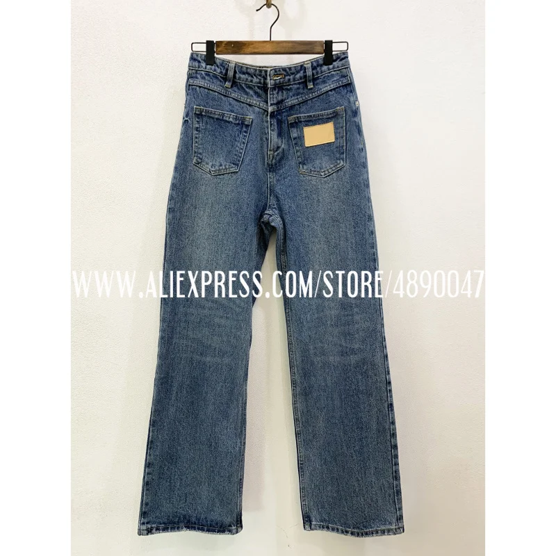 

2020 retro mid-rise high quality jeans woman straight jeans full length casual Women's New Straight pants streetwear jeans