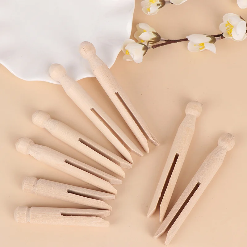 5pcs Wood Dolly Peg Traditional Dolly Style Wooden Clothes Pegs Pins Clips  Round Wooden Clothespin Wooden Crafts