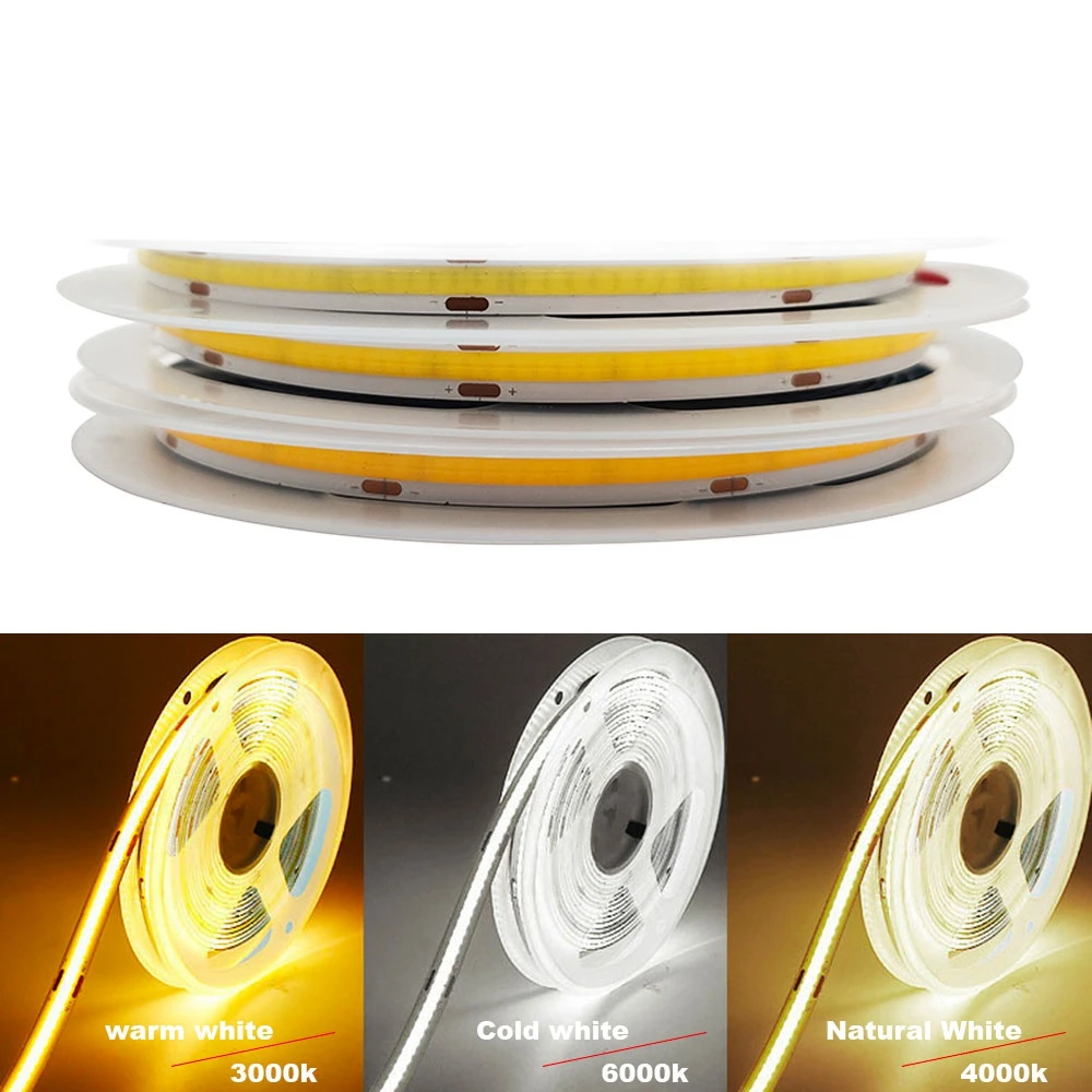 DC12V/24V COB Светодиодная лента высокой плотности гибкий светодиодные ленты с