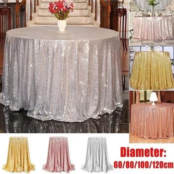 

60/80/100/120cm Round Sequin Tablecloth for Wedding Party Banquet Table Cover (8 Colors)