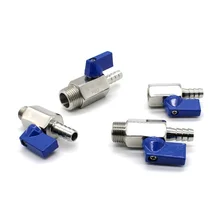 304 Нержавеющая сталь заднем плане Handle1/" 1/4" 3/" 1/2" BSP x 7/8/10/12 мм шланг Backhook маленький шаровой клапан пива SUS(нержавеющая сталь) с голубыми ручками