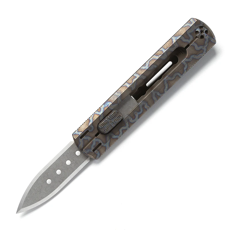 Flame titanium Район 9 резак для бумаги нож для резки бумаги плюс титановая ручка Olfa лезвие из нержавеющей стали Обрезка наружных ножей EDC инструменты - Цвет: Flame titanium
